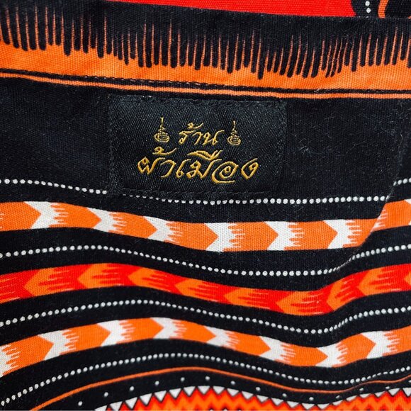 Raan Pah Muang Dashiki Top 3XL Black Red Cotton Festival Boho Summer Vacation - Picture 12 of 13